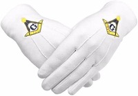 Écusson maçonnique Maître Maçon Équerre et Compas avec Paire de Gants 100% Coton Léger Bouton-pression Noël
