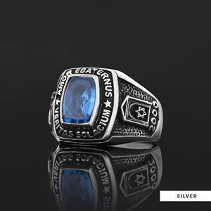 แหวนเมสัน BOJ รุ่น 006 แบบกำหนดเองได้ สำหรับทั้งชายและหญิง แหวนตราประทับฟรีเมสันส่วนบุคคล แหวนตราประทับมาสเตอร์เมสันเท็กซัส สไตล์ฮิปฮอป สีเงิน ราคาประหยัด - Product Image 5