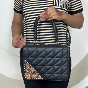 Custom Hand Tooled Quilted Leather Fold-<b>Over</b> Flap Crossbody <b>Bag</b> <b>for</b> <b>Women's</b> High Quality Genuine Leather Ruffles Handle Handbags - Product Image 4