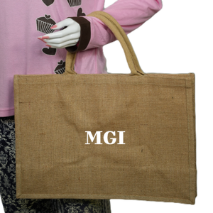 Customizable Reusable Jute Tote <b>Bag</b> with Hand Length Handle Shoulder & Top Closure Letter Pattern <b>Extra</b> <b>Large</b> Size for Daily Use - Product Image 4