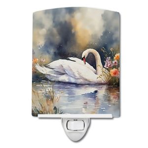 Veilleuse en céramique Swan Compact UL-Certified Multicolor pour chambre à coucher salle de bain pépinière couloir Kitchen-6x4x3 - Product Image 1