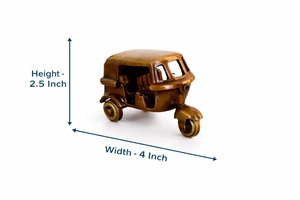 Handmade Polished Religious Indian Brass Auto Rickshaw Miniature Statue 415gm Two Wheeler Pedestrian Figurine Brown Home Decor - Product Image 2