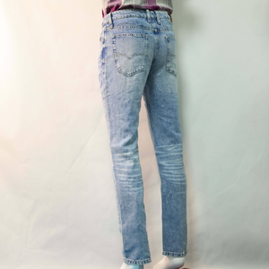 Jean slim homme taille mi-haute coupe droite délavé moyen de haute qualité – Pantalon en denim personnalisé, style décontracté, vente en gros - Product Image 2