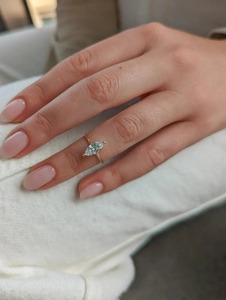 Marquise 1CT Moissanite Solitaire <b>Ring</b> Minimalist 14K Solid Gold Engagement <b>Ring</b> Dainty <b>Thin</b> Band Promise <b>Ring</b> GRA Certified - Product Image 4