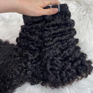 Whosale trama Natural birmano rizado crudo virgen vietnamita cabello humano doble dibujado una extensión de cabello de donante - Product Image 5