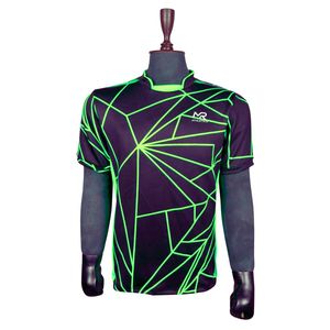 Conjunto de Camiseta de Rugby para Hombre, Sublimada, Manga Corta, Verde y Amarillo a Rayas, Corte Atlético, Absorbe la Humedad, para Todas las Temporadas, Cuello en V - Product Image 4