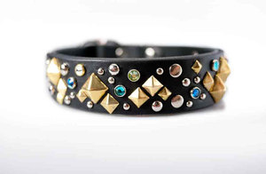 Collar para Perro con Pedrería Marrón, Correa Ancha de Cuero PU para Perros Pequeños - Product Image 2
