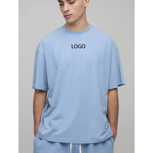 T-shirt ample en coton 100% de haute qualité, coupe ample, épais, séchage rapide, streetwear d'été, logo imprimé en relief, t-shirts graphiques pour hommes - Product Image 1