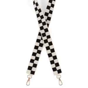 Sangle de sac à bandoulière en perles à carreaux violets et blancs, accessoire de remplacement pour sac à main, poignée détachable - Product Image 5