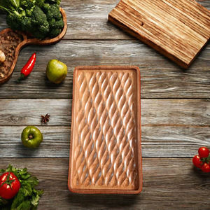 Meilleure vente plateau de service carré nouveau Design plaque de feuille solide table de vie naturelle bols décoratifs en bois d'acacia Vietnam - Product Image 5