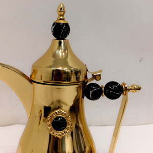 Tetera Árabe Dallah de Moda, Estilo Saudí, con Adornos de Mármol Negro para Hostelería y Decoración del Hogar - Product Image 2