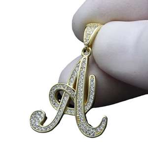 Colgante de Diamante Moissanita de Primera Calidad con Inicial A, Plata 925, Joyería con Letra Incrustada de Diamantes - Product Image 6