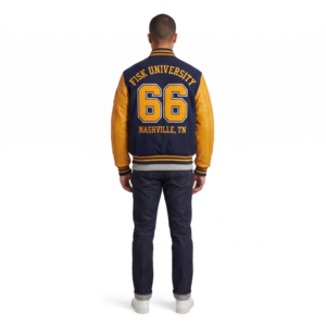 Heavyweight 400gsm Fleece Varsity Jacket Genuine Leather Sleeves Custom Chenille Patch College Letterman Outerwear <b>Men</b> OEM - Product Image 2