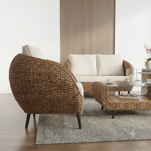 Luxury Modern Handwoven Rattan <b>Dining</b> <b>Armchair</b> Natural Outdoor Indoor Soft Cushion Premium Eco-Friendly UV-Resistant Living Room - Product Image 5