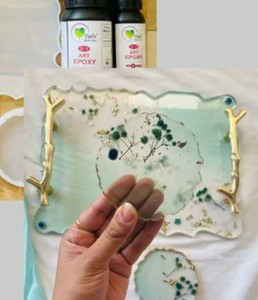 Premium Eco-Friendly Handmade Resin <b>Tray</b> <b>Decorative</b> Piece <b>for</b> Serving Refreshments and Enhancing Contemporary Living Spaces - Product Image 2