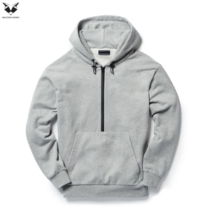 Ensemble sweat à capuche et short pour homme, gris et noir contrastés, style décontracté, coupe confortable, sweat à capuche demi-zip avec short - Product Image 4