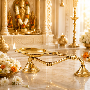 Lámpara de Aceite Diya de Latón Macizo Hecha a Mano, Lámpara de Ofrenda Tradicional India Hindú para Oración, Ritual Aarti Deepak, Lámpara Religiosa para el Hogar - Product Image 4