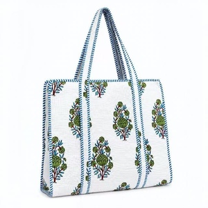 Sac fourre-tout matelassé en coton imprimé en gros, grand format 18x18 pouces, réutilisable, pour femmes, fabricant OEM personnalisé - Product Image 1