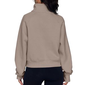 <b>Women</b> <b>Half</b> <b>Zip</b> <b>Sweatshirts</b> Custom Cotton Fleece Loose Pullover Stand Neck Everyday Streetwear Apparel - Product Image 2