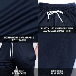 Short de sport en polyester 100% pour hommes, tissu en maille respirant à séchage rapide, ceinture élastique, poches, techniques teintées unies pour la salle de sport - Product Image 6