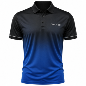 Polo Personalizado para Hombre en Degradado Negro y Azul, de Alto Rendimiento, para Golf, Tenis, Uniformes Corporativos, con Tecnología de Absorción de Humedad, OEM, ODM - Product Image 1