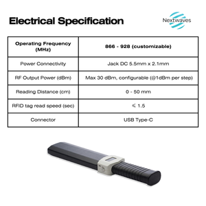 Escáner de Seguridad Nextwaves UHF RFID 860 a 960 Mhz, Hecho en Vietnam, Distancia de Lectura de 0-50 cm, Lectura de Múltiples Etiquetas - Product Image 3