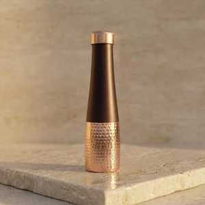 Pure Copper <b>Water</b> <b>Bottle</b> Triple Ring Groove Design Ayurvedic Jointless Leakproof Metal Sports <b>Water</b> Flask Wholesale Supply - Product Image 2