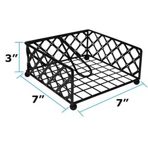 <b>Black</b> Metal Square <b>Napkin</b> Holder with Ring Dispenser 7x7x3 Inch - Product Image 1