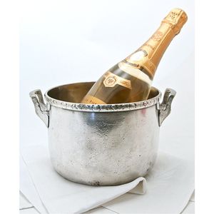 ถังน้ำแข็งอะลูมิเนียมสีเงินหรูหราพร้อมหูจับรูปหัวกระทิง - ถังแช่ไวน์แชมเปญสไตล์วินเทจและอุปกรณ์บาร์สำหรับงานปาร์ตี้ - Product Image 4