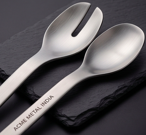 Juego de servidores de ensalada nórdicos de acero inoxidable con acabado satinado, resistente al deslustre, perfecto para el hogar, restaurantes y cafeterías. - Product Image 2