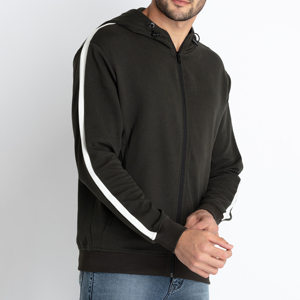 Sudadera con capucha y cremallera completa personalizada 100% algodón para hombre, corte regular, forro polar grueso, invierno, logotipo personalizado, cremallera completa, ecológica - Product Image 3