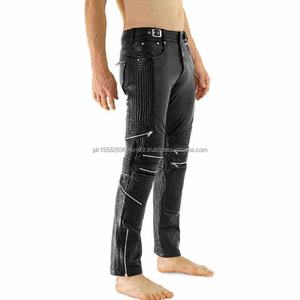 Pantaloni da Moto in Pelle per Uomo, Antivento, Neri, per Avventura e Touring, con Protezioni CE, in Resistente Pelle Bovina - Product Image 3