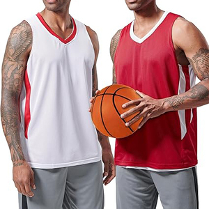 Ensemble de maillots de basket-ball réversibles, nouveau design léger, col rond, 100% polyester, tissu personnalisé, séchage rapide, maillot rouge - Product Image 2