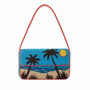 Beaded Palm <b>Tree</b> & Beach Bohemian Style Eco-Friendly Lightweight Handmade Tropical Wedding Shoulder Bag Statement Purse KANTK - Product Image 3