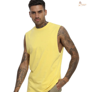 T-shirt sans manches de haute qualité pour homme, style hip-hop, coupe décontractée, épaules tombantes, respirant, séchage rapide, écologique, 100% coton - Product Image 2