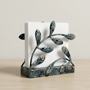 Porte-serviettes en métal doré en forme d'oiseau, distributeur de serviettes en papier vertical avec branche botanique - Product Image 4