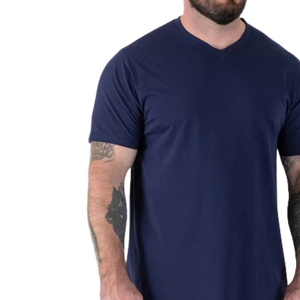 Camiseta clásica para hombre con cuello en V, manga corta, tejido jersey suave y transpirable, dobladillo recto, informal para el día a día, lisa, Private LA - Product Image 5