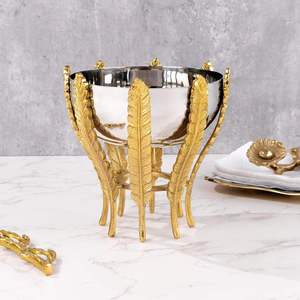 Elegante Soporte Metálico Decorativo, Tazón de Acero, Vajilla Funcional para Servir Frutas, Bocadillos y Alimentos, Diseño Elegante para Fiestas, Acabado Pulido - Product Image 2
