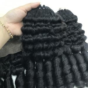 Paquete de cabello humano rizado de lujo con extensiones de cabello de encaje suizo de cierre, precio al por mayor de fábrica - Product Image 6