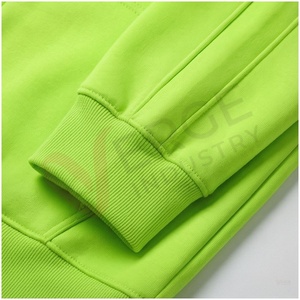 Ensemble de survêtement à capuche vert fluo pour homme, manches longues, fermeture éclair sur le devant, couleur unie, respirant, décontracté, pour l'automne, coupe classique - Product Image 6