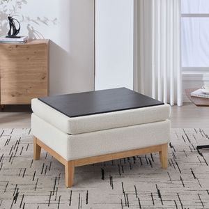 33.86"W Reversible Lid Coffee Table Square Footrest Ottoman Upholstered Wood Base Rubberwood Legs <b>Stools</b> Ottomans <b>Storage</b> <b>Stool</b> - Product Image 6
