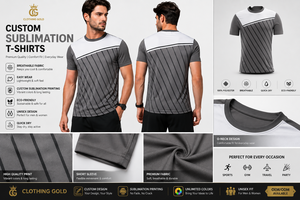 Clothing <b>Gold</b> Men's Front Logo Short Sleeve Regular Fit Casual T-<b>Shirt</b> 100% Polyester Knitted 240g Heat-Transfer Printed - Product Image 2