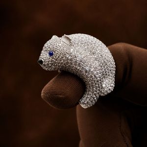 Animal Face Moissanite <b>Ring</b> 925 Sterling Silver Iced Out Round Diamond <b>Crystal</b> Band for Women Gift <b>Ring</b> - Product Image 5