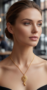 DIVYORO Gold Plated Classic Women's FILIGREE TEAR DROP PENDANT <b>CHAIN</b> - Product Image 3