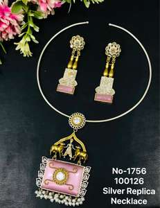 Conjunto de Collar y Aretes de Aleación Étnica Plateados para Mujer, para Bodas, Compromisos, Aniversarios y Fiestas - Product Image 4