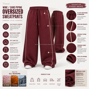 OEM <b>Womens</b> Baggy Fit Wide Leg <b>Jogging</b> <b>Pants</b> in Cotton Fleece Streetwear OEM Durable Drawstring Soft Stylish Elastic Waist - Product Image 6