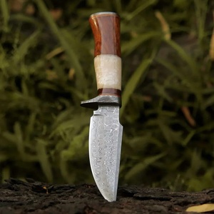 Handmade Damascus Steel Hunting <b>Knife</b> Wood <b>Bone</b> <b>Handle</b> Leather Sheath Multi-functional Industrial Grade OEM Outdoor Camping - Product Image 6