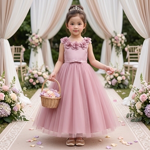 Vestido de Niña para Damas de Honor, Color Malva, Estilo Princesa de Lujo, para Bodas, Desfiles de Moda, Actuaciones, Vestidos Formales Infantiles - Product Image 4