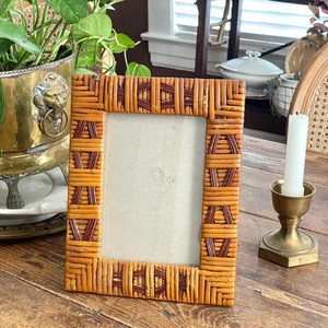 <b>Vintage</b> Style Rattan Photo <b>Frame</b> Geometric Design Natural Wooden Cane <b>Picture</b> <b>Frame</b> Decorative Tabletop Display Wholesale - Product Image 5