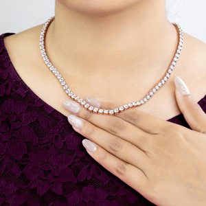 Collier en Zircon Or Rose et Argent pour Femme, Ensemble de Bijoux de Mariage de Luxe, Sertissage à Griffes Coupe Poire, Plaqué Rhodium, Cadeau Classique - Product Image 2